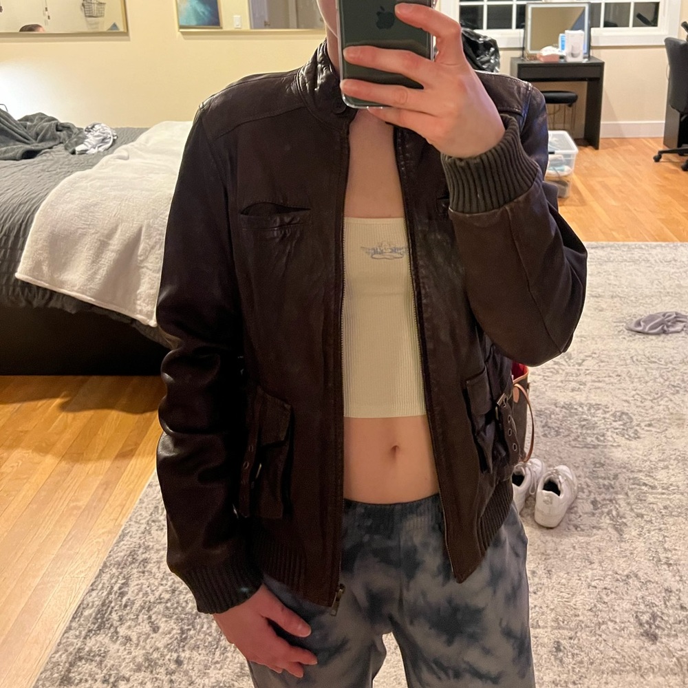 LUCKY BRAND BROWN LEATHER JACKET